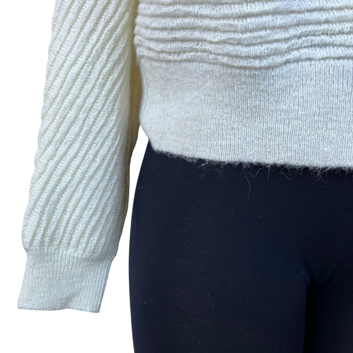 Michael Kors Women's White Ribbed Long-Sleeve Sweater Size XS