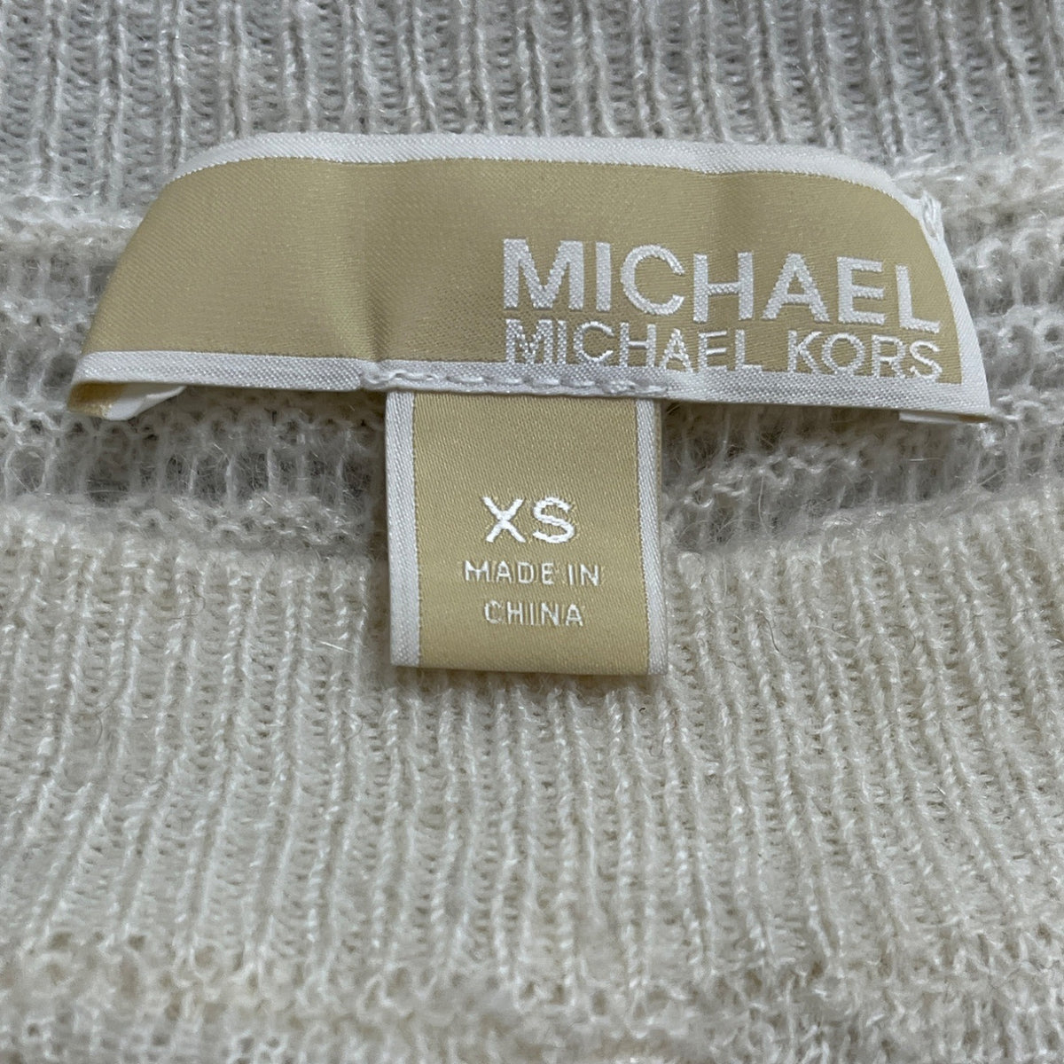Michael Kors Women's White Ribbed Long-Sleeve Sweater Size XS