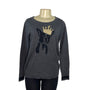 The Limited Womens Gray Sweater With Crowned Dog Graphic Size M - New