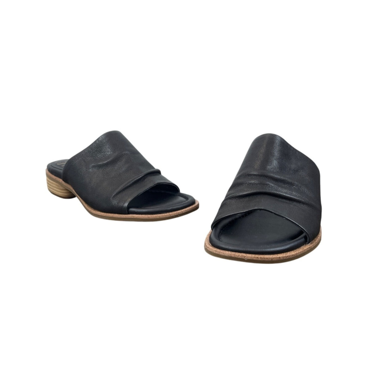 Sofft Womens Black Leather Slide Sandals Open Toe Low Heel Size 7M