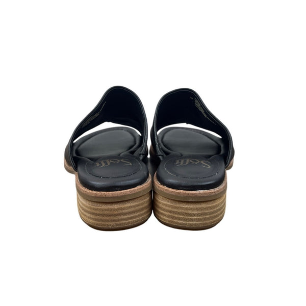 Sofft Womens Black Leather Slide Sandals Open Toe Low Heel Size 7M