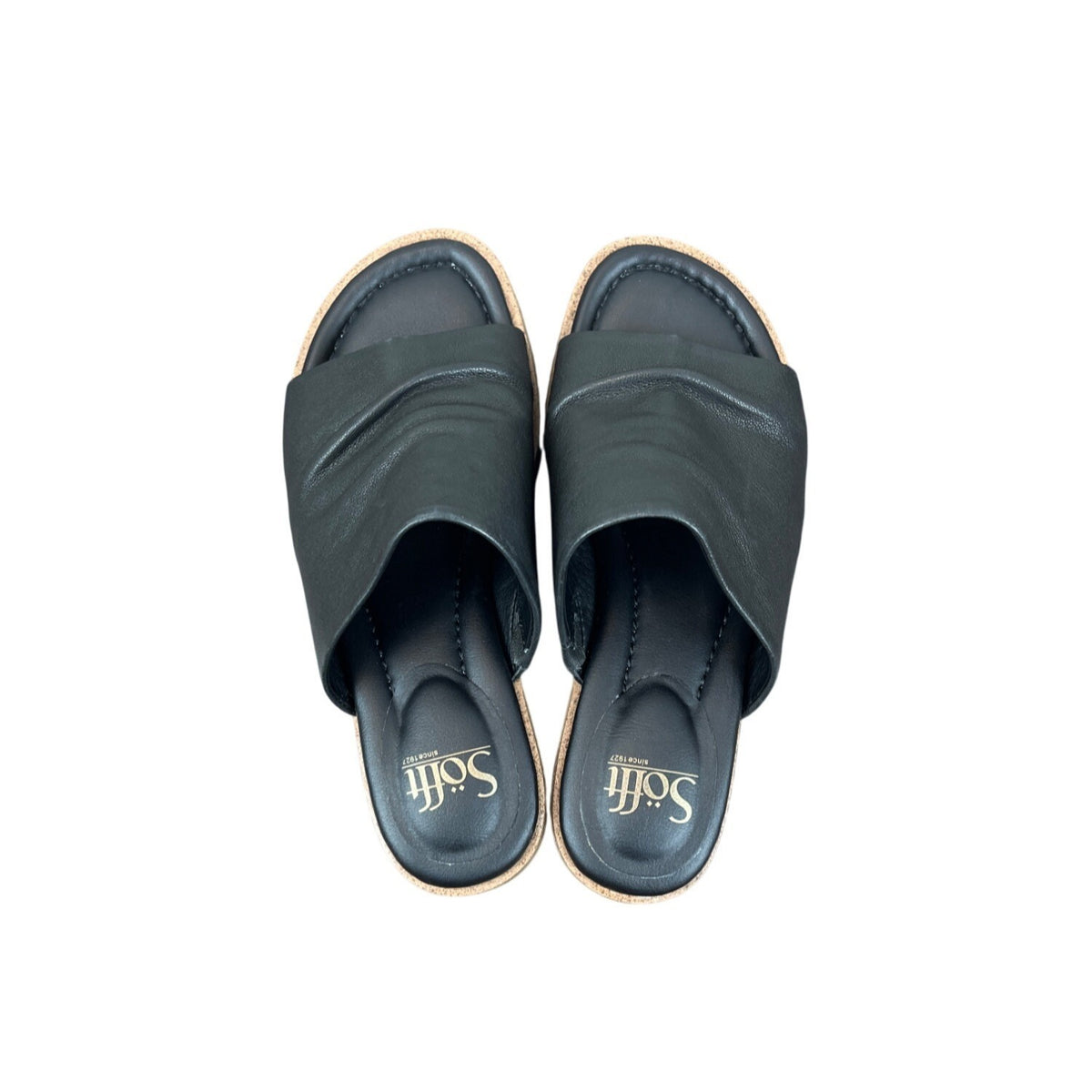 Sofft Womens Black Leather Slide Sandals Open Toe Low Heel Size 7M