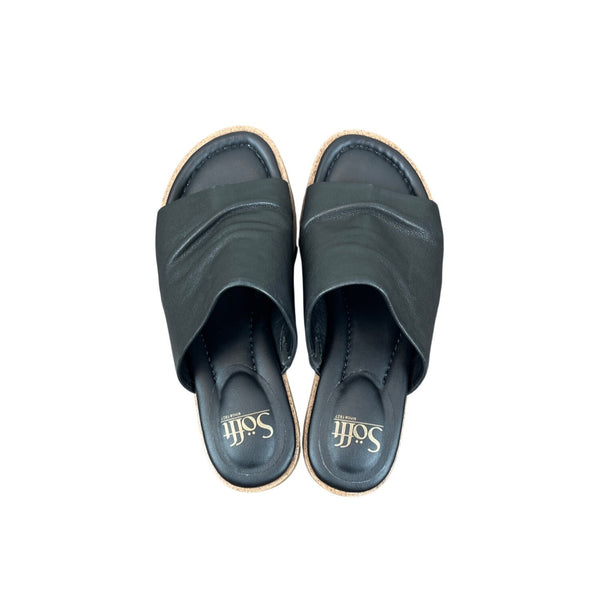 Sofft Womens Black Leather Slide Sandals Open Toe Low Heel Size 7M
