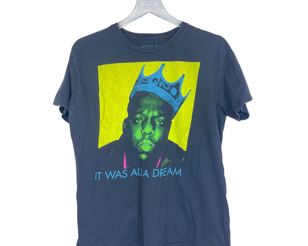 Brooklyn Mint Mens Navy Cotton Graphic Print T-Shirt "It Was All A Dream" Size L