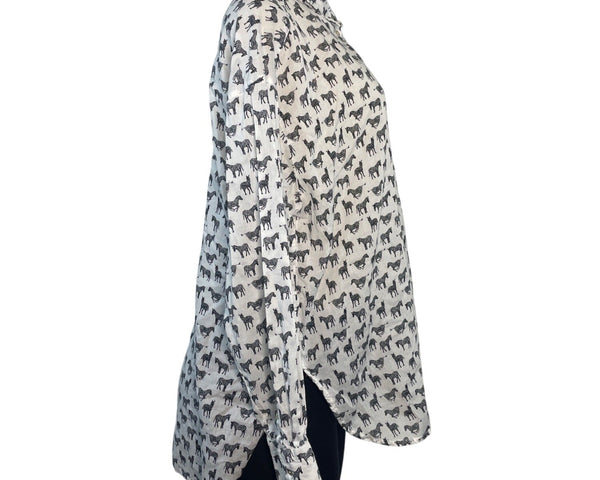 H&M Women's Zebra Print Button-Up Shirt Long Sleeve Lightweight Casual Top Size 8