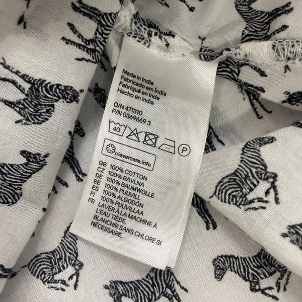 H&M Women's Zebra Print Button-Up Shirt Long Sleeve Lightweight Casual Top Size 8