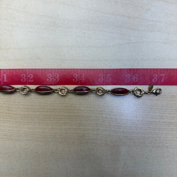 Vintage Napier Gold Tone Red Resin Beaded Necklace Lobster Claw Clasp