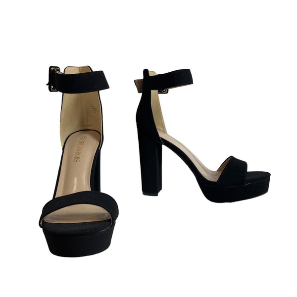 Dream Pairs Women's Black Suede Hi-Lo High Heeled Platform Pump Sz 9.5 - NWOB