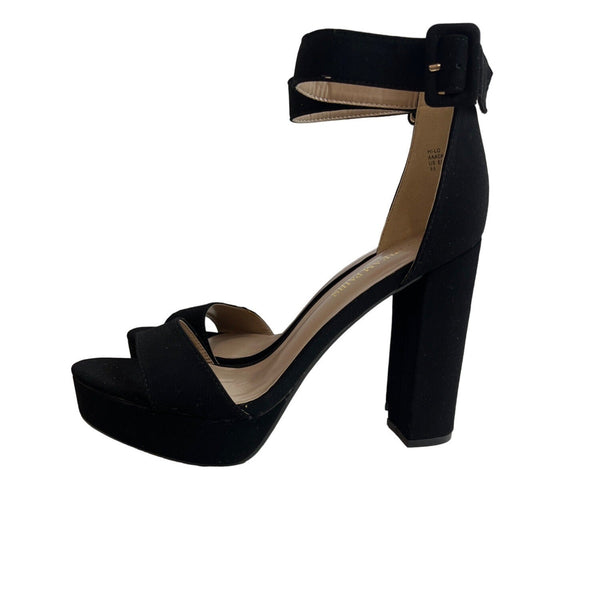 Dream Pairs Women's Black Suede Hi-Lo High Heeled Platform Pump Sz 9.5 - NWOB