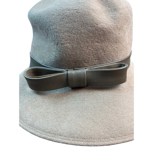 Vintage Fan Fields Felis Women's Brown Bucket Hat bith Bow Accent - One Size