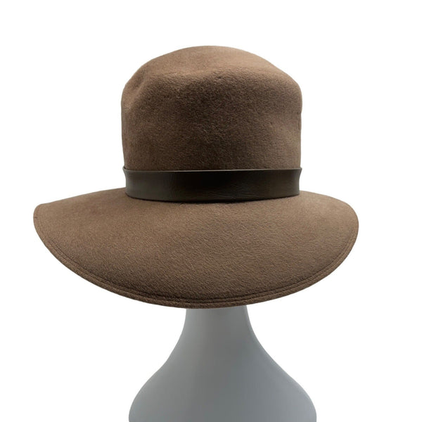 Vintage Fan Fields Felis Women's Brown Bucket Hat bith Bow Accent - One Size