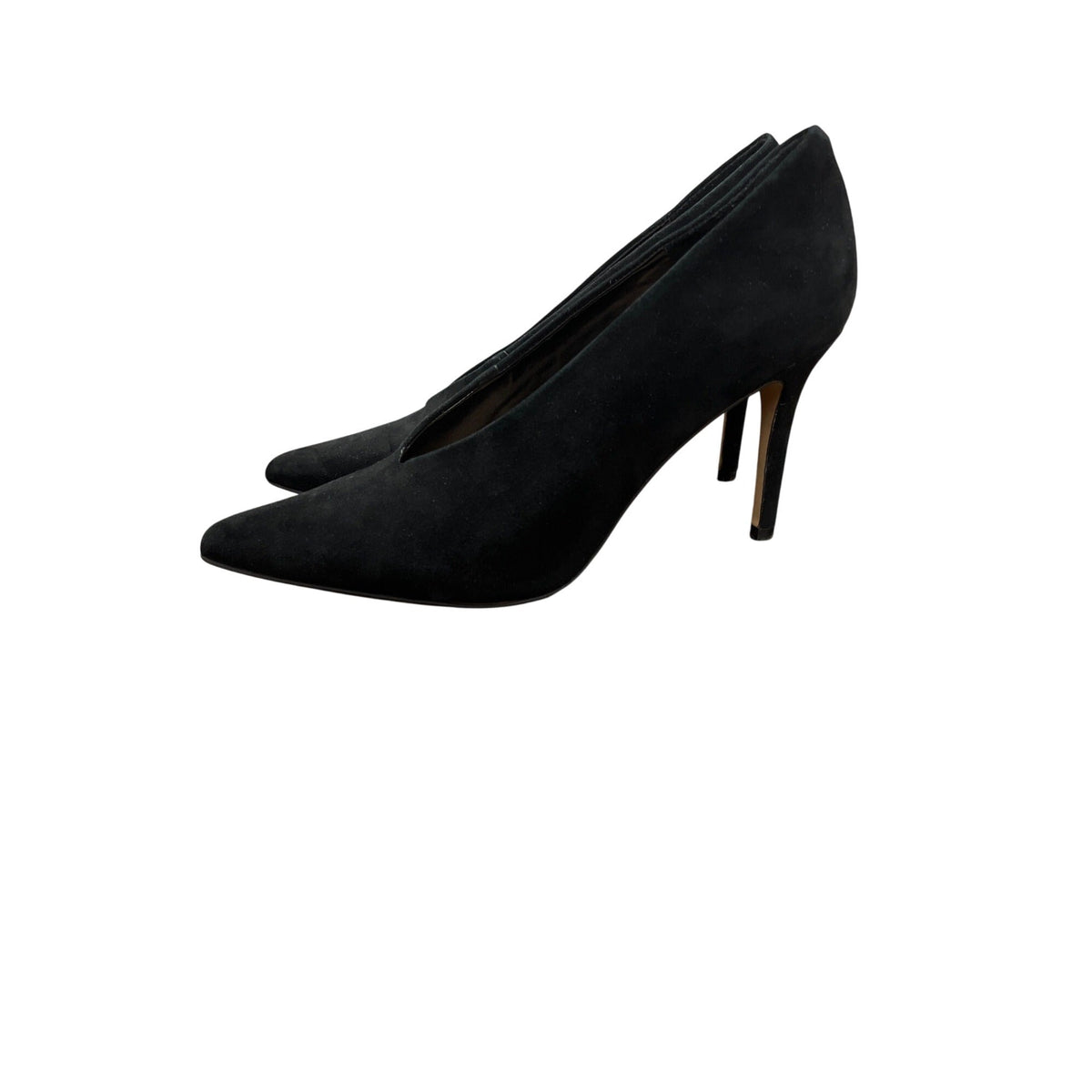 Vince Camuto Black Suede Stiletto Heels Size 7.5M Womens Pointed Toe Classic Pumps