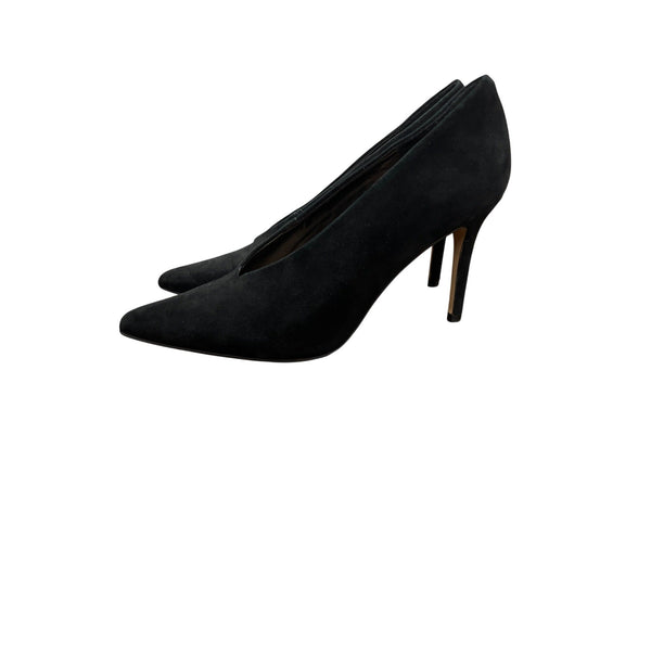 Vince Camuto Black Suede Stiletto Heels Size 7.5M Womens Pointed Toe Classic Pumps
