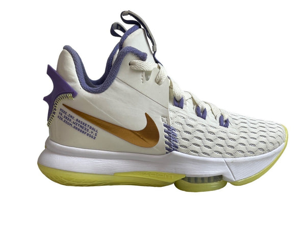 Nike Air Kids Zoom Summit White And Purple LeBron Witness V Sneakers Sz 4