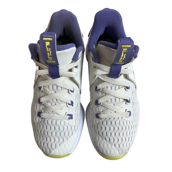 Nike Air Kids Zoom Summit White And Purple LeBron Witness V Sneakers Sz 4