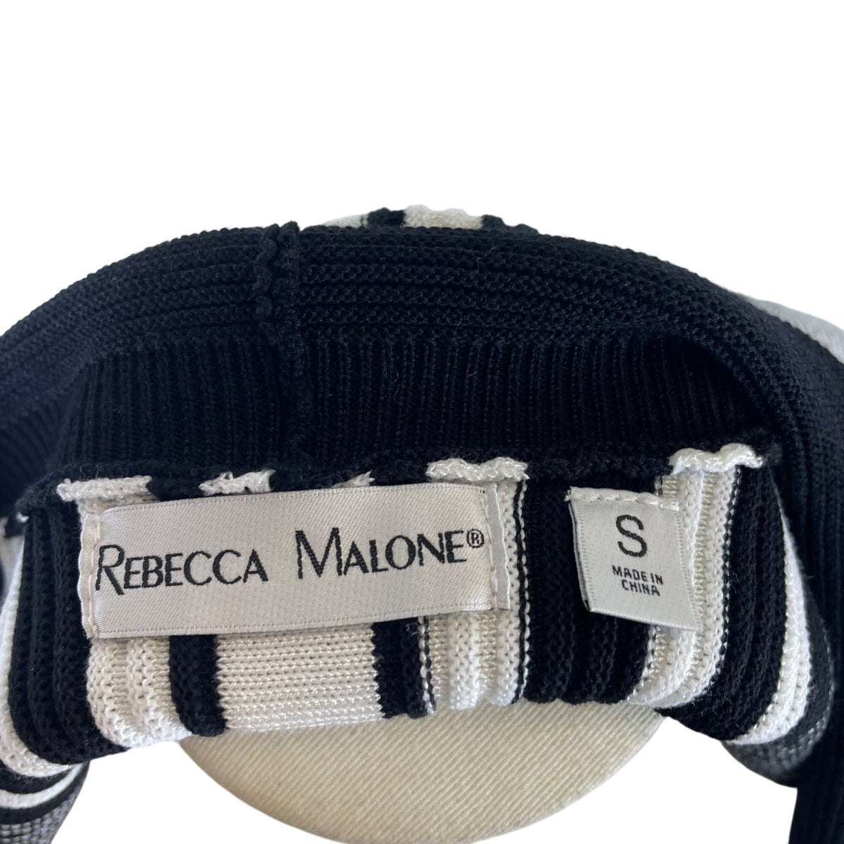 Rebecca Malone Womens Black & White Rayon/Nylon Striped Open Front Cardigan Sweater s