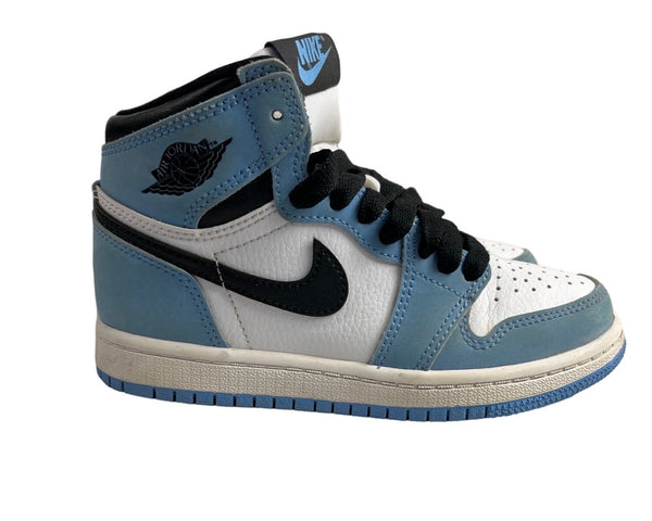 Nike Air Jordan 1 Retro Blue & White Leather High OG UNC Boys Sneakers Size 12C