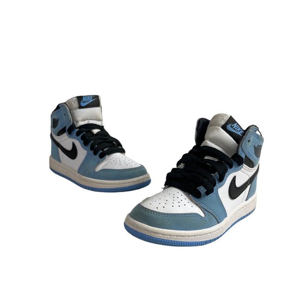Nike Air Jordan 1 Retro Blue & White Leather High OG UNC Boys Sneakers Size 12C