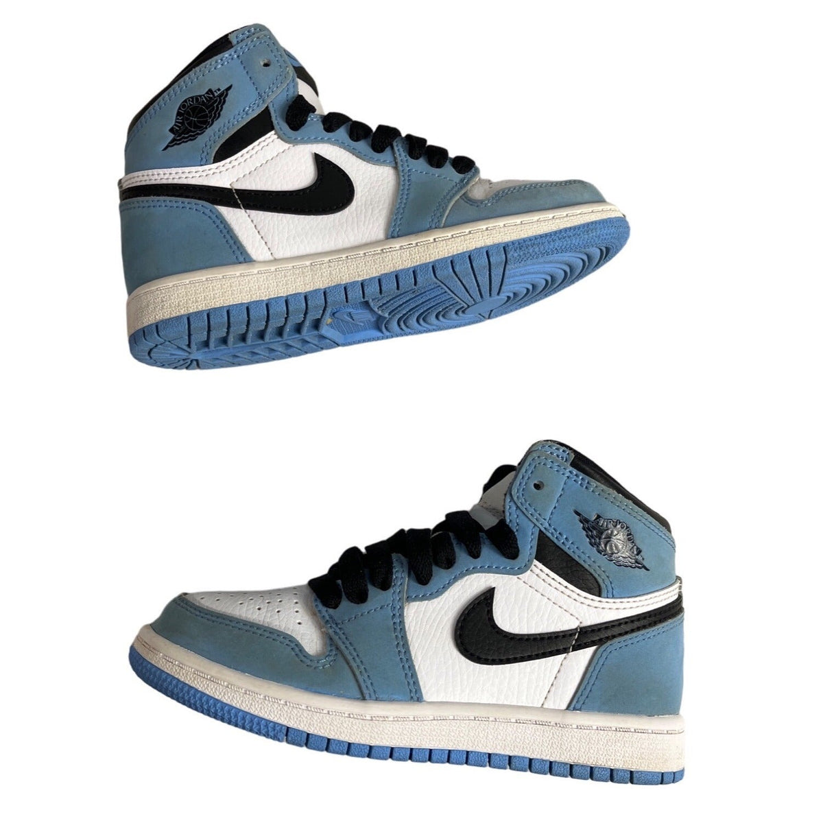 Nike Air Jordan 1 Retro Blue & White Leather High OG UNC Boys Sneakers Size 12C