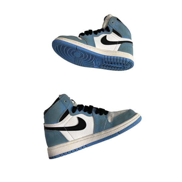 Nike Air Jordan 1 Retro Blue & White Leather High OG UNC Boys Sneakers Size 12C
