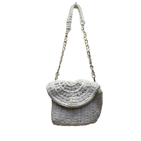 Handmade Pearl & Metal Beaded Handbag With Shoulder Strap Elegant Silver Accent