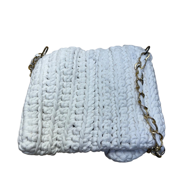 Handmade Pearl & Metal Beaded Handbag With Shoulder Strap Elegant Silver Accent