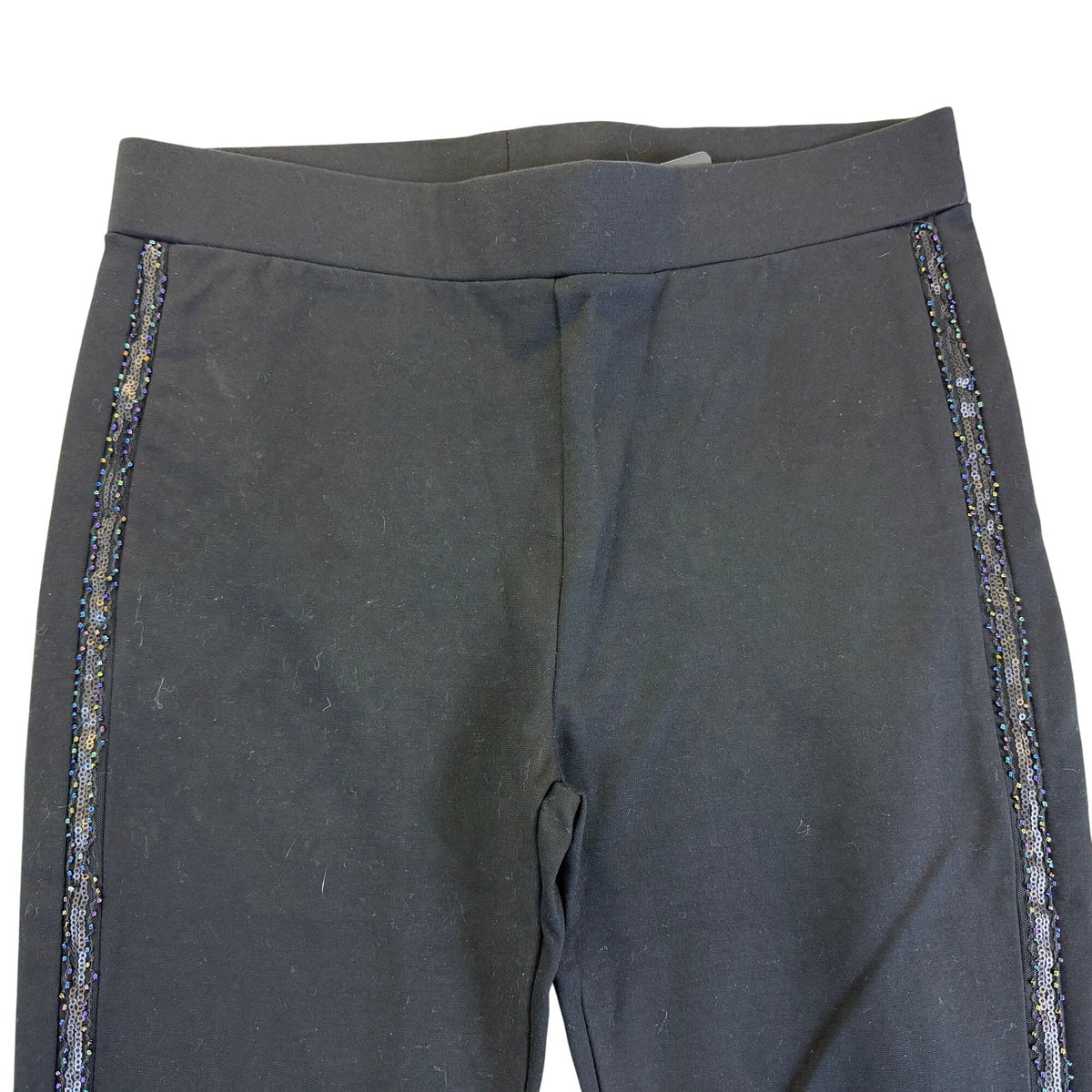 Shinestar Women’s Black Rayon/Nylon Leggings With Beaded Side Trim Size XL - New