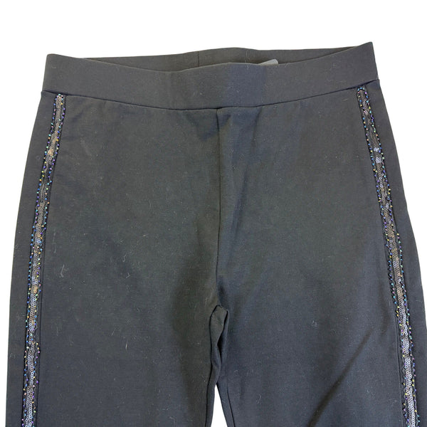 Shinestar Women’s Black Rayon/Nylon Leggings With Beaded Side Trim Size XL - New