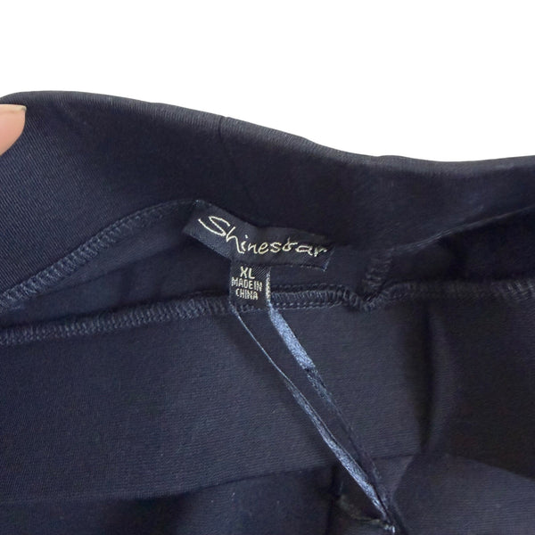 Shinestar Women’s Black Rayon/Nylon Leggings With Beaded Side Trim Size XL - New