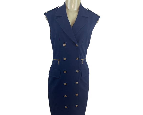 Calvin Klein Women’s Sleeveless Navy Blue Military-Inspired Dress Sz 6