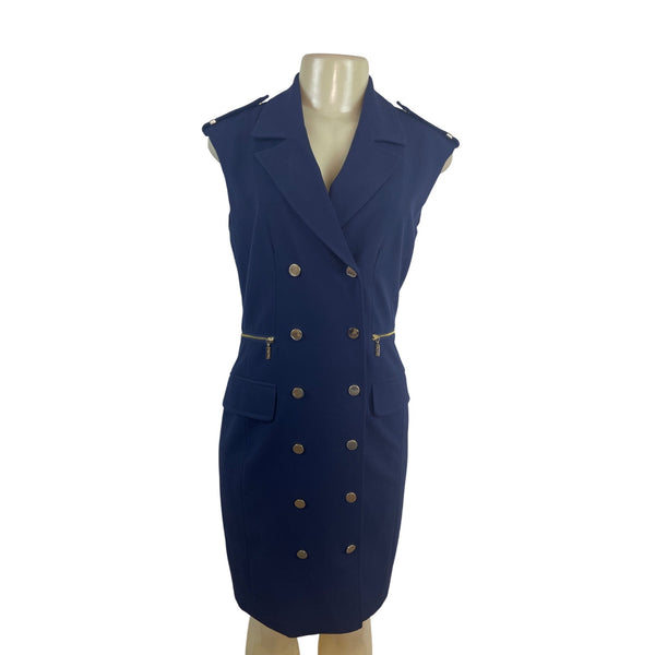 Calvin Klein Women’s Sleeveless Navy Blue Military-Inspired Dress Sz 6
