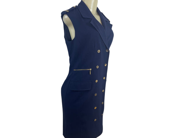 Calvin Klein Women’s Sleeveless Navy Blue Military-Inspired Dress Sz 6