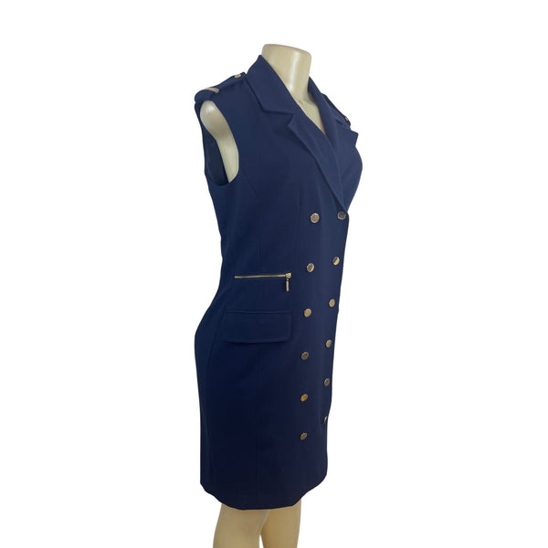 Calvin Klein Women’s Sleeveless Navy Blue Military-Inspired Dress Sz 6