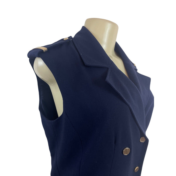 Calvin Klein Women’s Sleeveless Navy Blue Military-Inspired Dress Sz 6