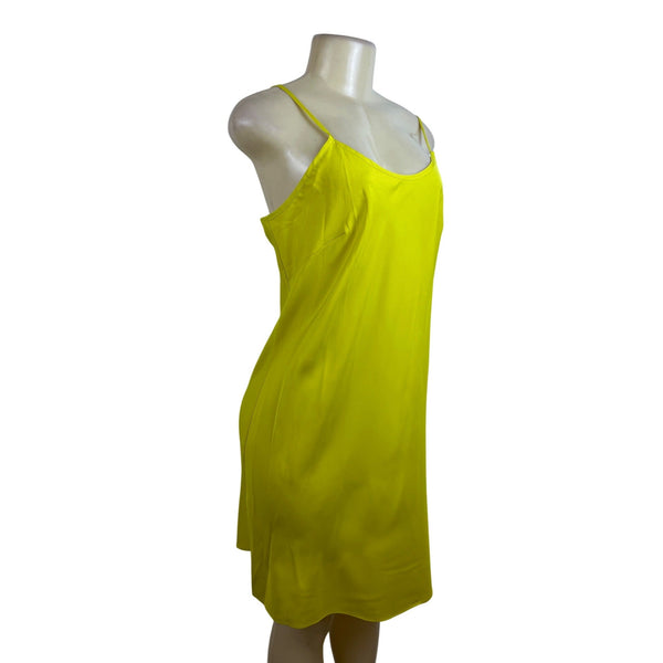 Nanette Womens Bright Yellow Midi Dress With Belt & Pleated Detail Sz 12