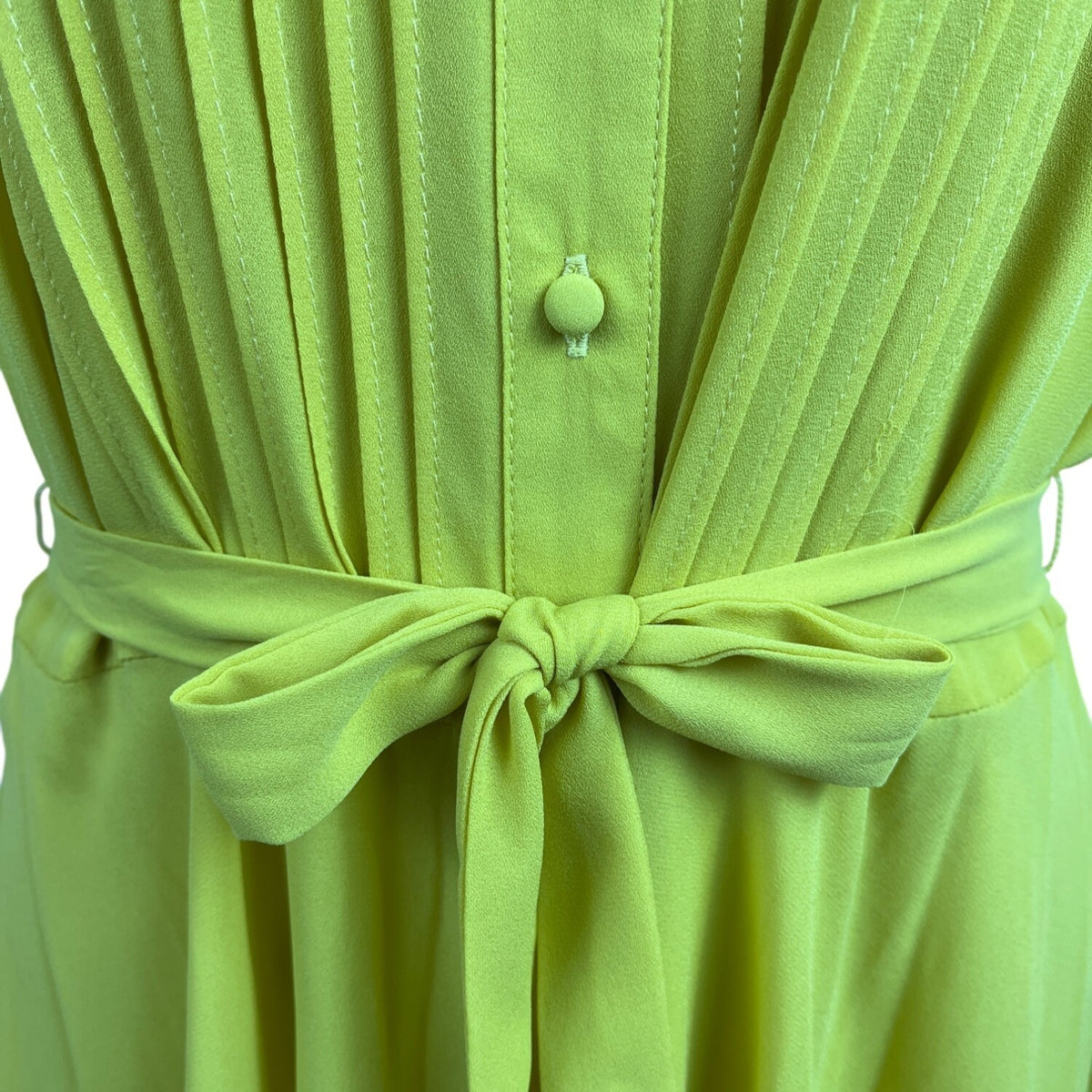 Nanette Womens Bright Yellow Midi Dress With Belt & Pleated Detail Sz 12