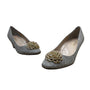 J. Renee Women’s Grey Glitter Eloisa Gold Beaded Detail Wedge Pumps Sz 7.5M