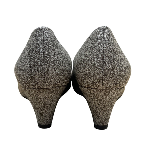 J. Renee Women’s Grey Glitter Eloisa Gold Beaded Detail Wedge Pumps Sz 7.5M