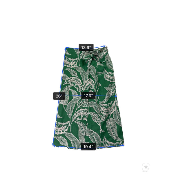 Rachel Zoe Womens Green Linen Rayon Leaf Print Crop Top & Wrap Skirt Set XS 2pc