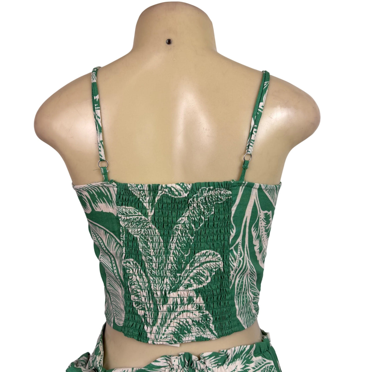 Rachel Zoe Womens Green Linen Rayon Leaf Print Crop Top & Wrap Skirt Set XS 2pc