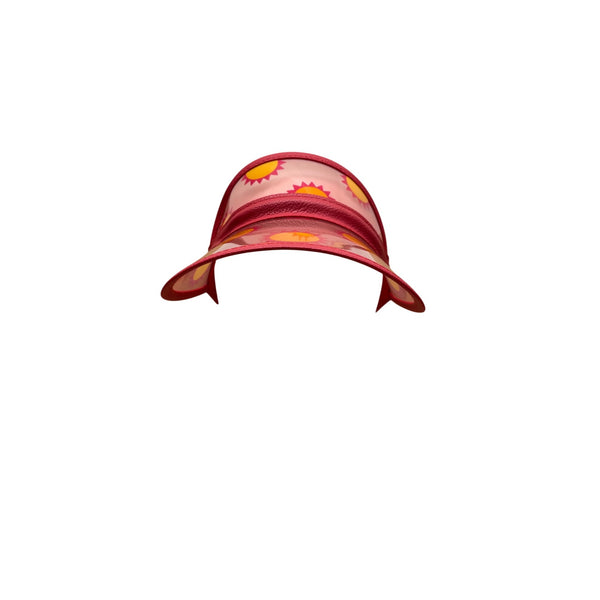 Kids Visor Kids Adjustable Red Faux Leather Sun Visor With Sun Pattern Ages 5-12 Flexible Strap