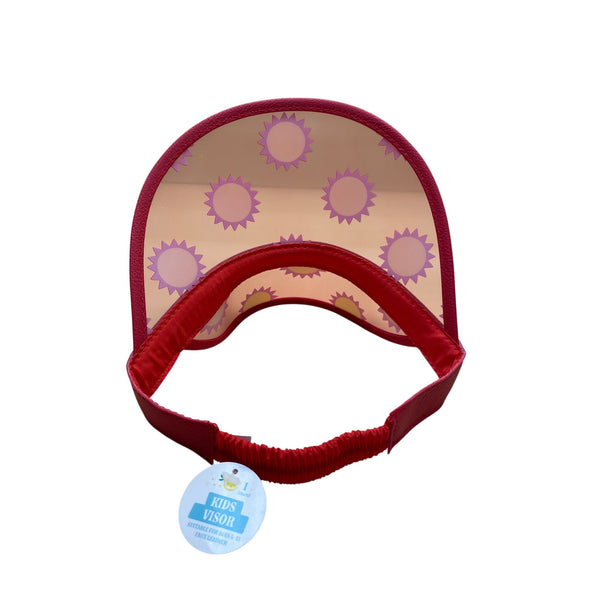 Kids Visor Kids Adjustable Red Faux Leather Sun Visor With Sun Pattern Ages 5-12 Flexible Strap