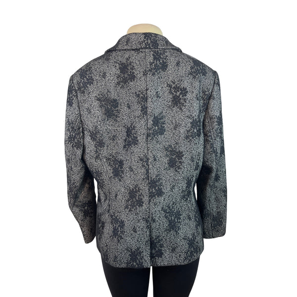 Lovely Gray & Black Floral Patterned Blazer Jacket Women’s