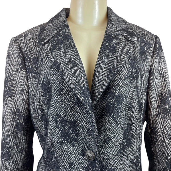 Lovely Gray & Black Floral Patterned Blazer Jacket Women’s