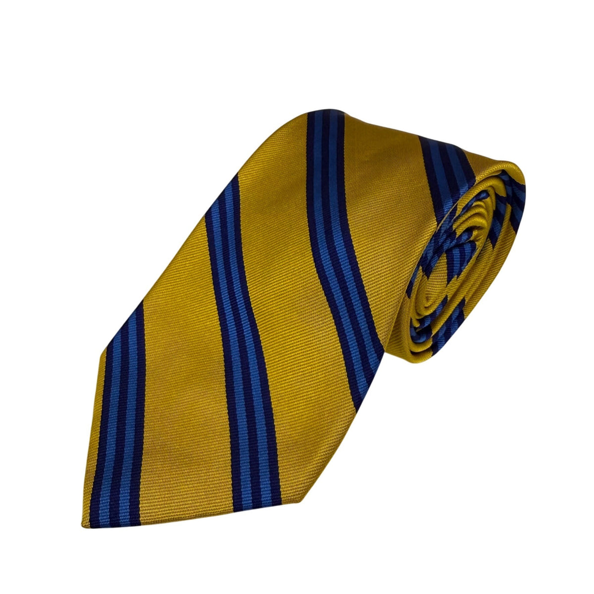 Vintage Brooks Brothers Yellow & Blue Striped Silk Tie Hand Classic 58" Long