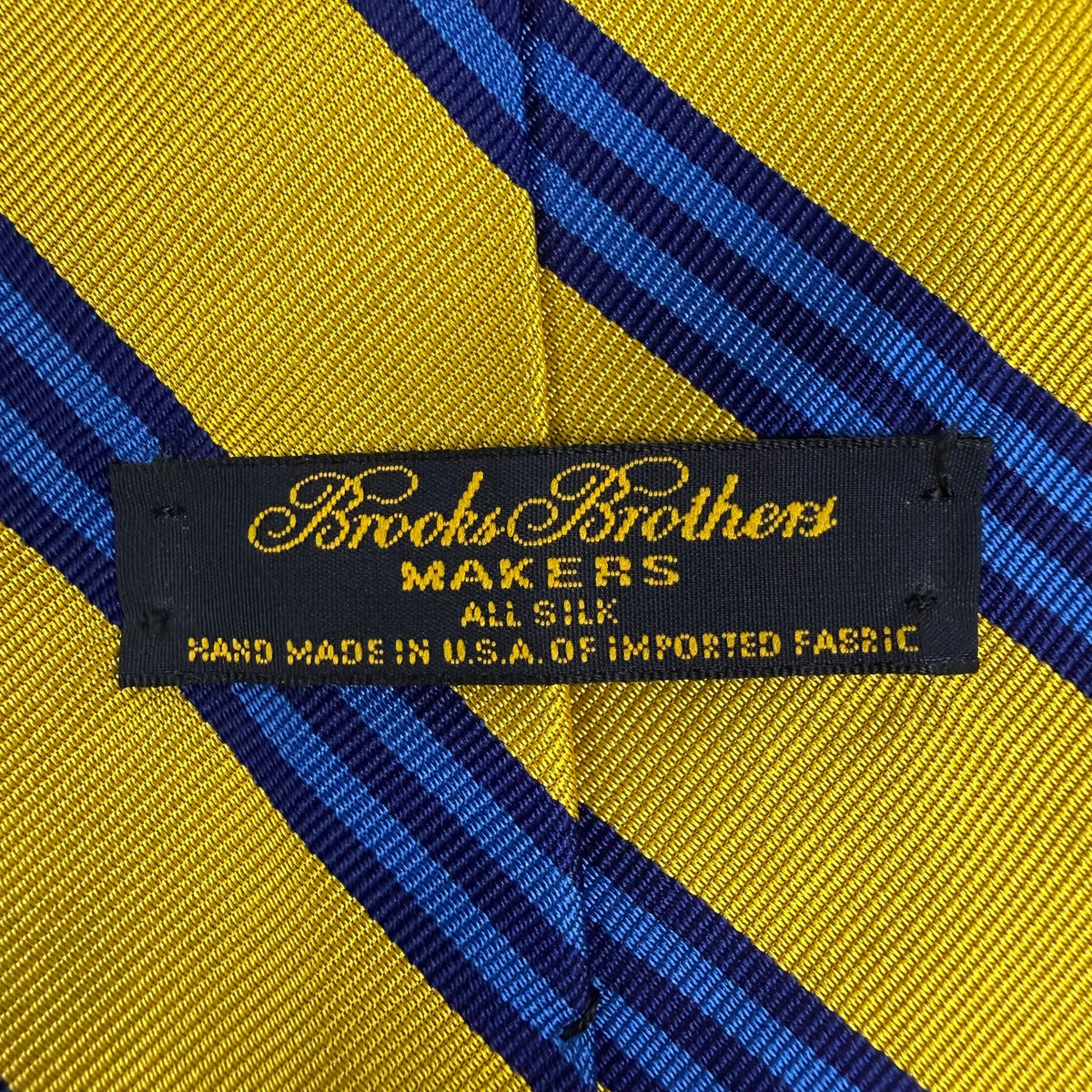 Vintage Brooks Brothers Yellow & Blue Striped Silk Tie Hand Classic 58" Long