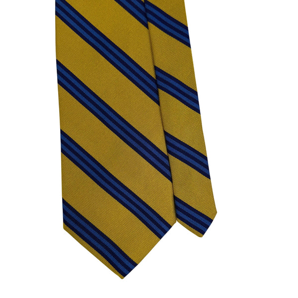 Vintage Brooks Brothers Yellow & Blue Striped Silk Tie Hand Classic 58" Long