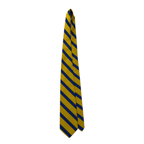 Vintage Brooks Brothers Yellow & Blue Striped Silk Tie Hand Classic 58" Long