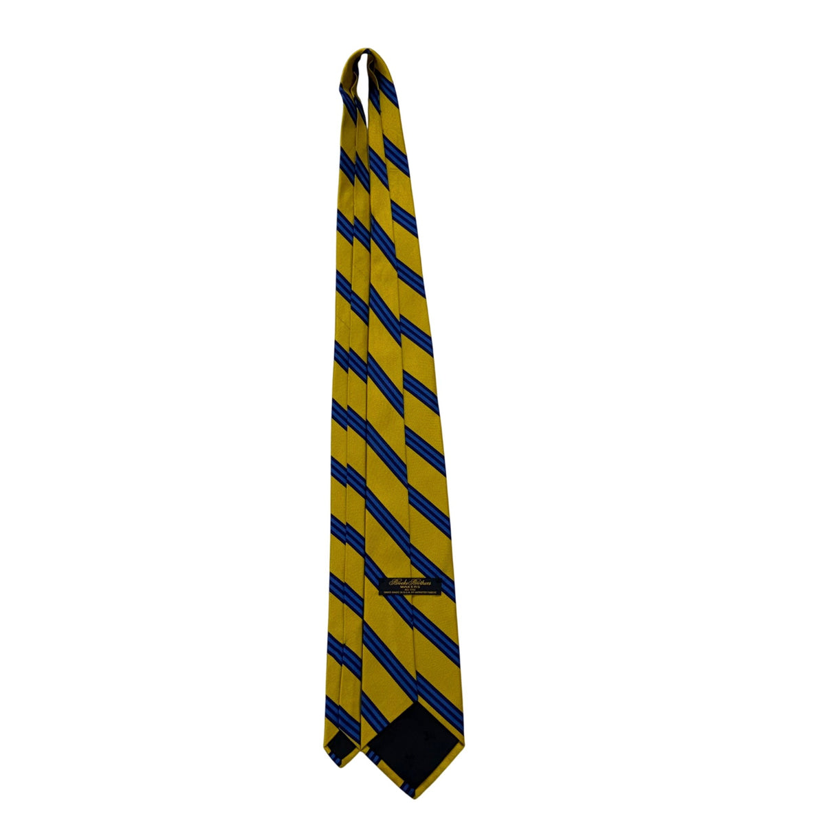 Vintage Brooks Brothers Yellow & Blue Striped Silk Tie Hand Classic 58" Long