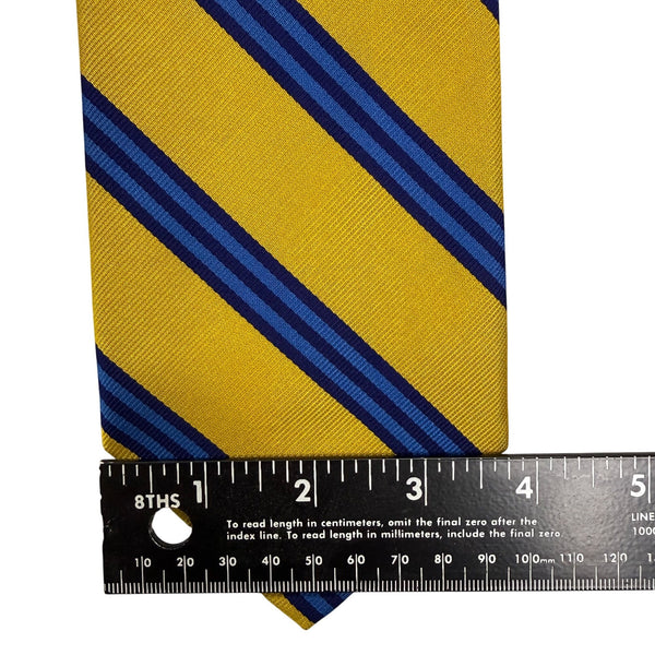 Vintage Brooks Brothers Yellow & Blue Striped Silk Tie Hand Classic 58" Long